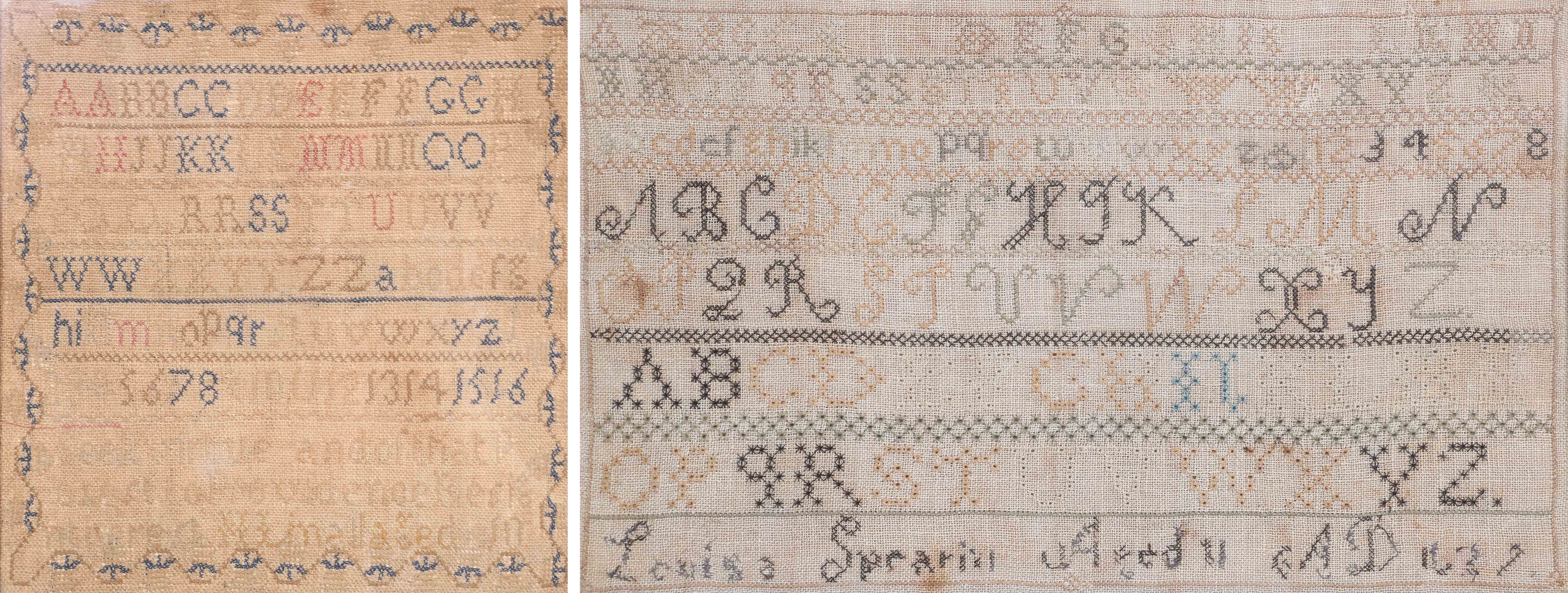 (2) Needlework samplers to
