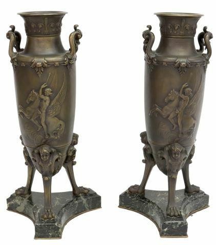 (2) NEOCLASSICAL BRONZE GARNITURE