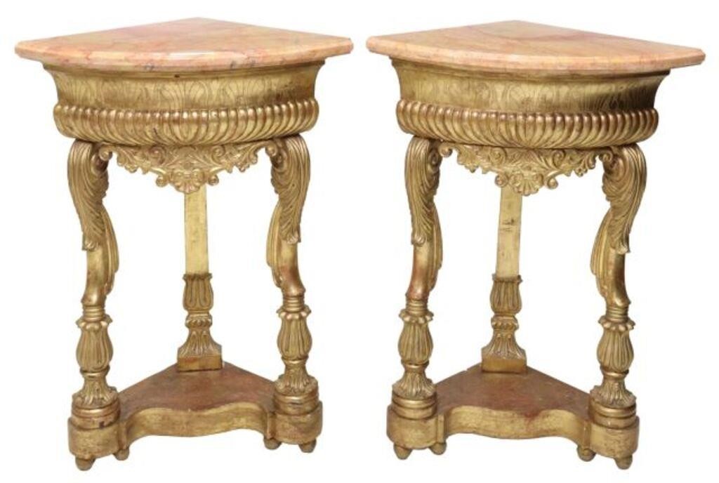 (2) NEOCLASSICAL MARBLE-TOP