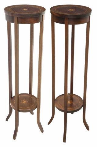 (2) NEOCLASSICAL MARQUETRY MAHOGANY