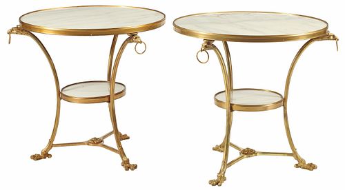 (2) NEOCLASSICAL STYLE MARBLE-INSET