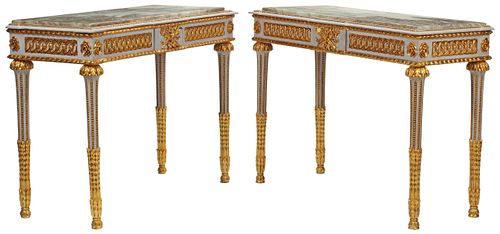 (2) NEOCLASSICAL STYLE MARBLE-TOP