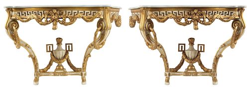 (2) NEOCLASSICAL STYLE MARBLE-TOP