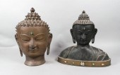 2 NEPALESE BRONZE BUDDHA HEADS