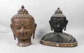 2 NEPALESE BRONZE BUDDHA HEADS