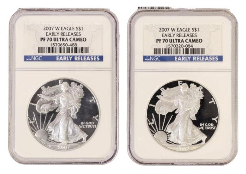 (2) NGC 2007W SILVER EAGLES EARLY