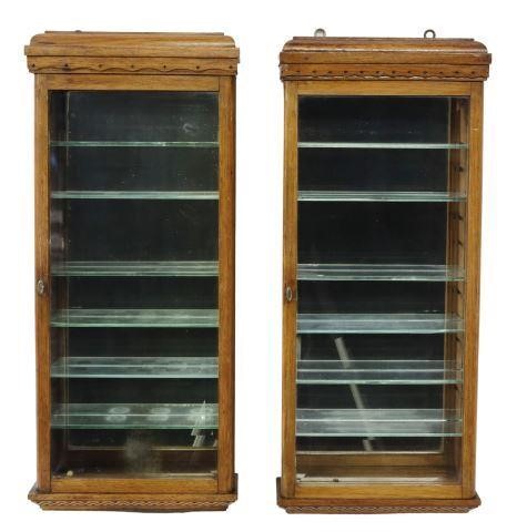 (2) OAK & BEVELED GLASS