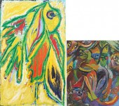 2 O/C ABSTRACT PAINTINGS, INCL