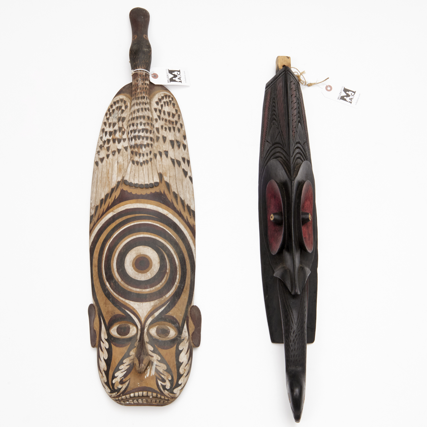 (2) OCEANIC MASK WOOD CARVINGS 20th