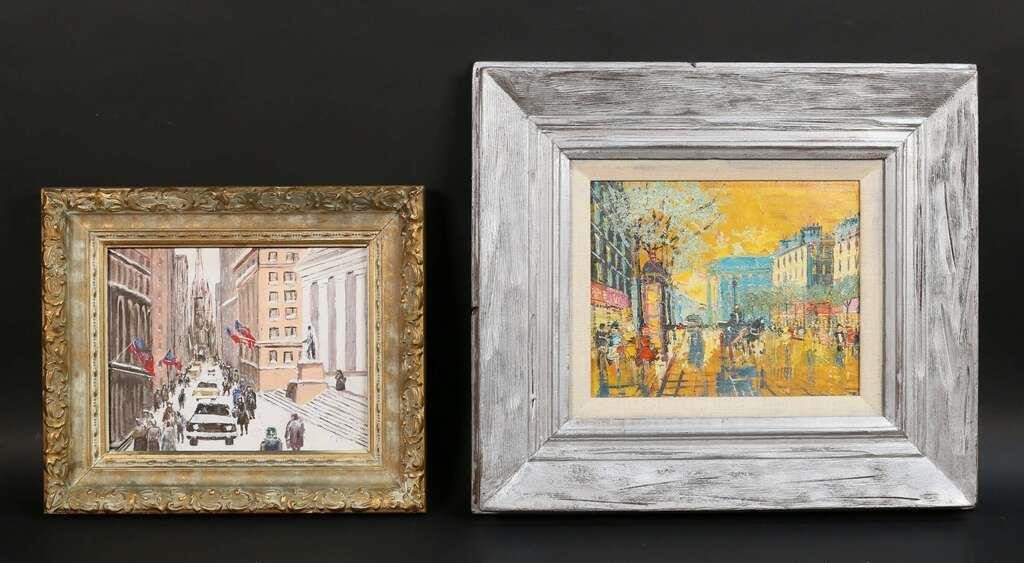2 OIL IMPRESSIONIST STREET