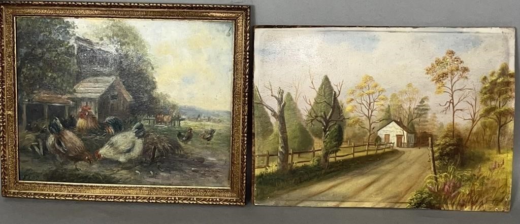 2 OIL ON BOARD PAINTINGS CA.