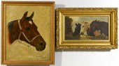 2 OIL ON CANVAS HORSE PAINTING