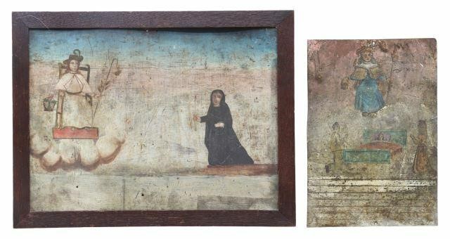 (2) OIL ON TIN EX-VOTO, HOLY