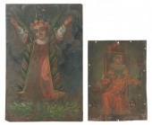 2) OIL ON TIN RETABLOS, SANTA