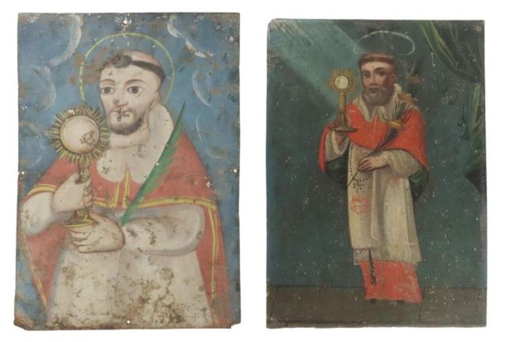(2) OIL ON TIN RETABLOS, SAN