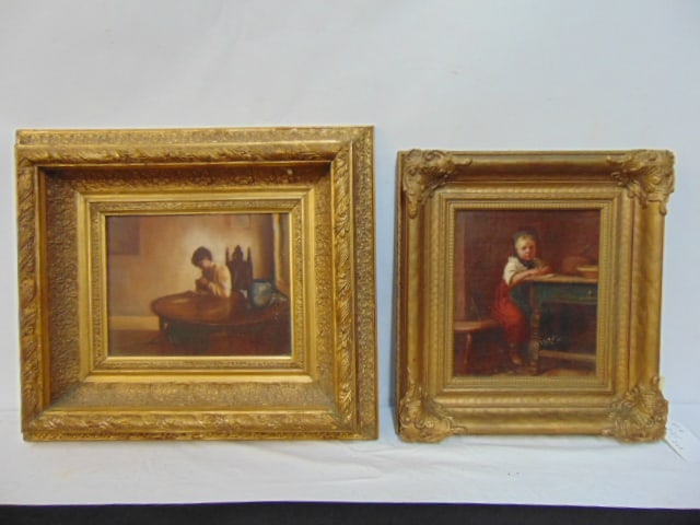 2 OIL PAINTINGS, BOY PRAYING &