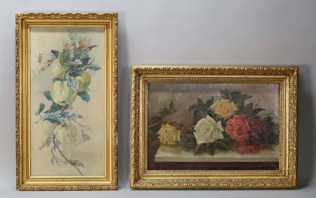 2 OIL STILL LIFES FRUIT AND