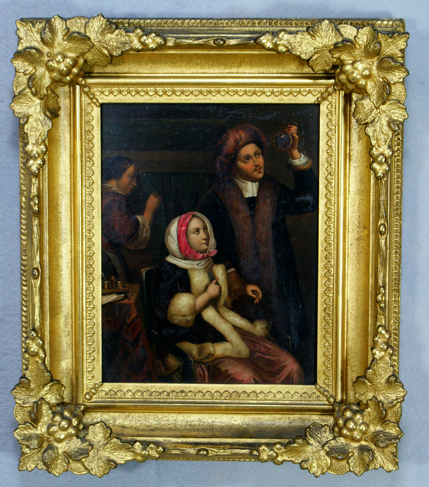 (2) oils on tin, 19th c German