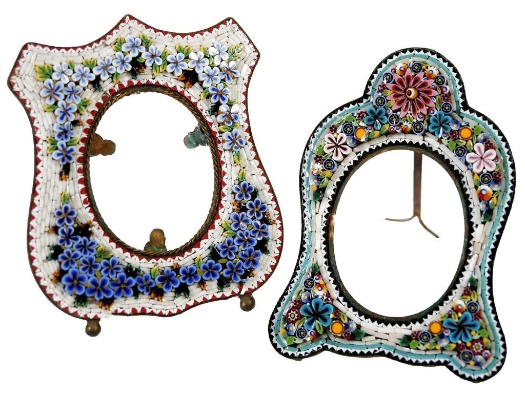 2 OLD ITALIAN MICROMOSAIC PICTURE