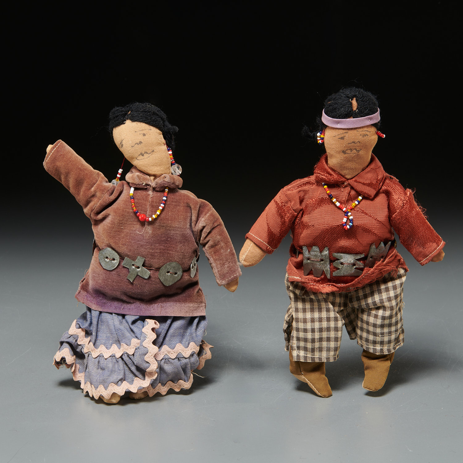 (2) OLD NAVAJO CLOTH DOLLS 20th c.,