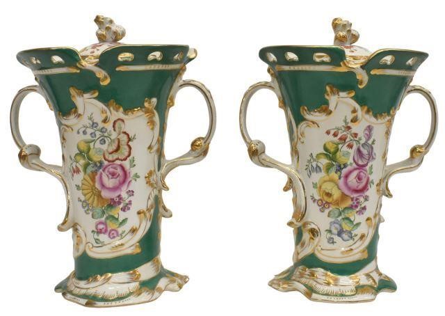 (2) OLD PARIS PORCELAIN COVERED