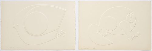 2 OMAR RAYO INTAGLIO PRINTS, FELINO