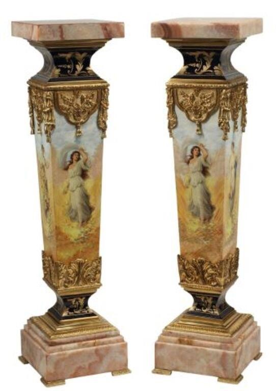 (2) ONYX TOP ORMOLU MOUNTED