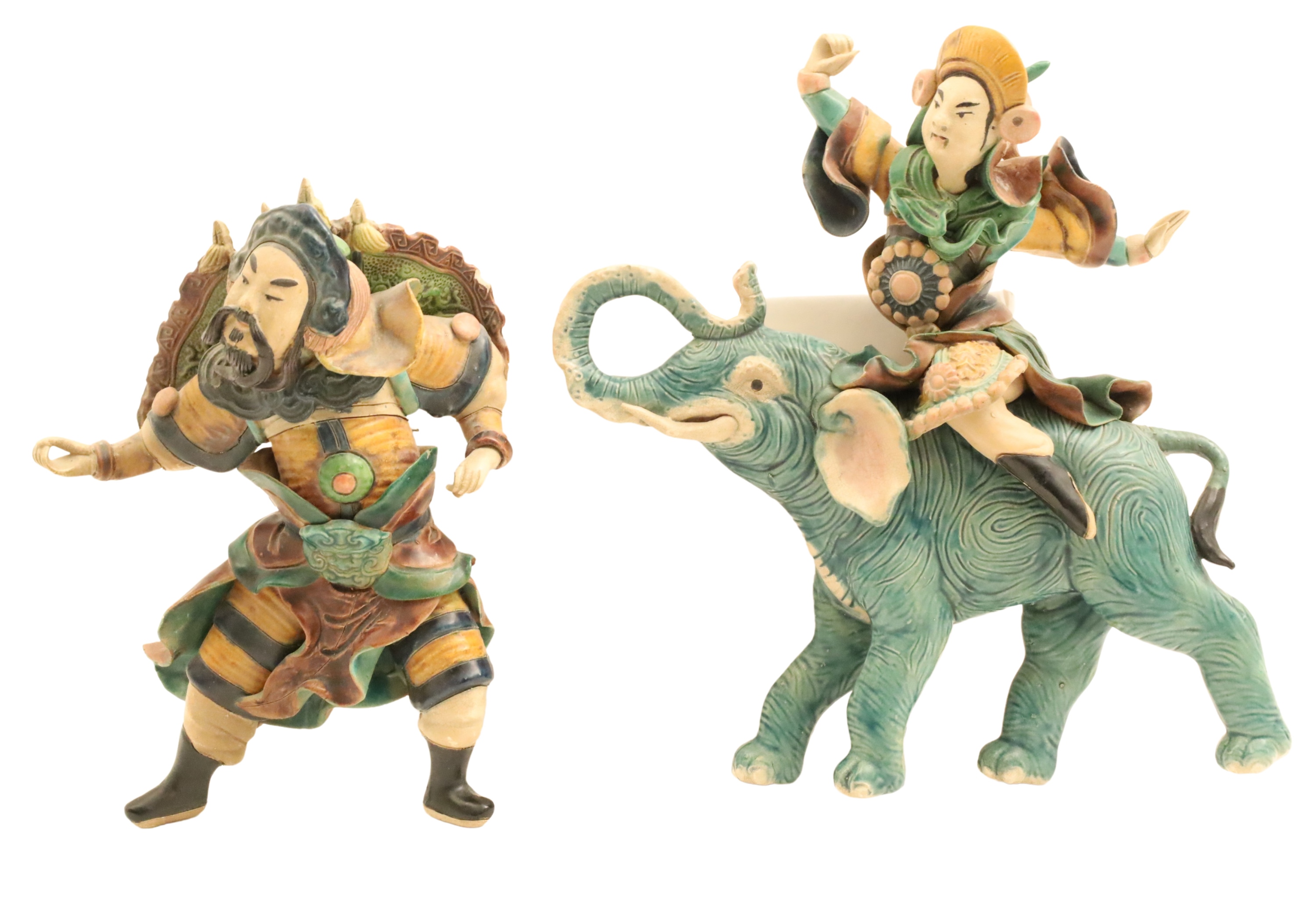 2 ORIENTAL GLAZED TERRACOTTA ROOF