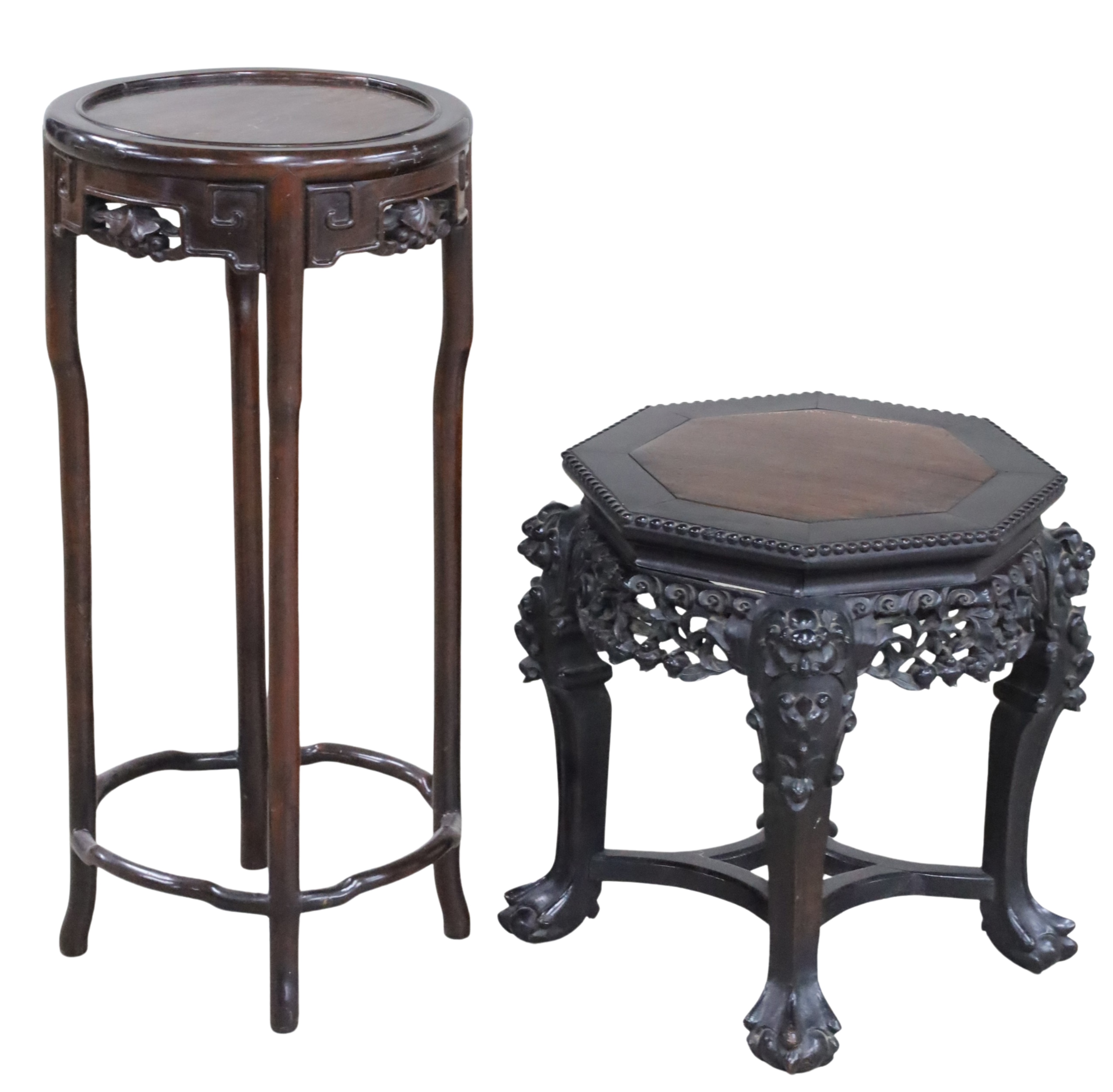 2 ORIENTAL TEAKWOOD STANDS Two