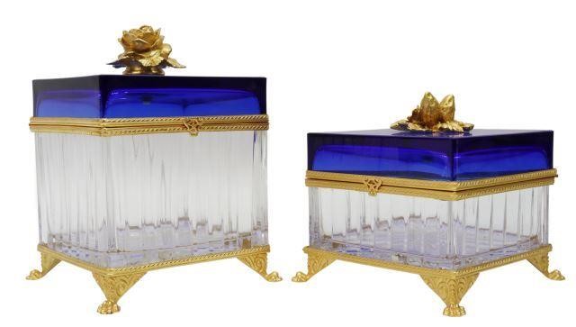 (2) ORMOLU-MOUNTED GLASS DRESSER