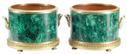 (2) ORMOLU-MOUNTED MALACHITE