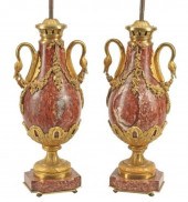 (2) ORMOLU-MOUNTED MARBLE CASS
