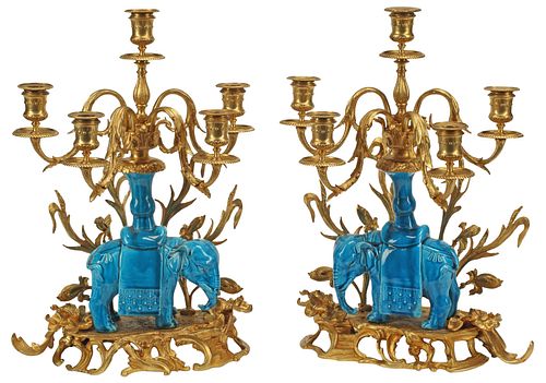 (2) ORMOLU-MOUNTED TURQUOISE-GROUND