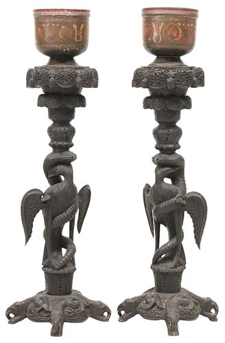 (2) ORNATE ANGLO-INDIAN CARVED