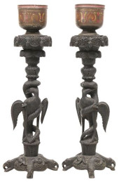 (2) ORNATE ANGLO-INDIAN CARVED