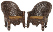 (2) ORNATE ANGLO-INDIAN CARVED