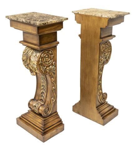 (2) ORNATE PARCEL GILT MARBLE TOP