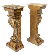 (2) ORNATE PARCEL GILT MARBLE