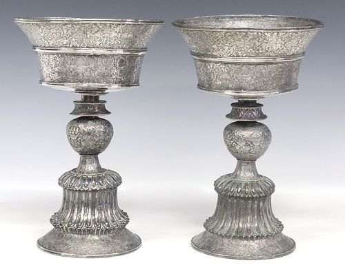 (2) ORNATE TIBETAN SILVER-TONE