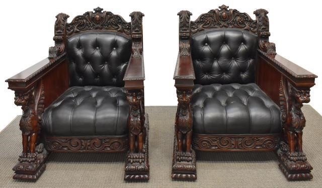 (2) ORNATELY CARVED WINGED