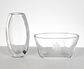 (2) ORREFORS CRYSTAL VASES INC