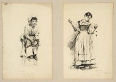 2 OTTO STARK PEN AND INK ILLUS