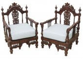 (2) OVERSIZED MOROCCAN CARVED