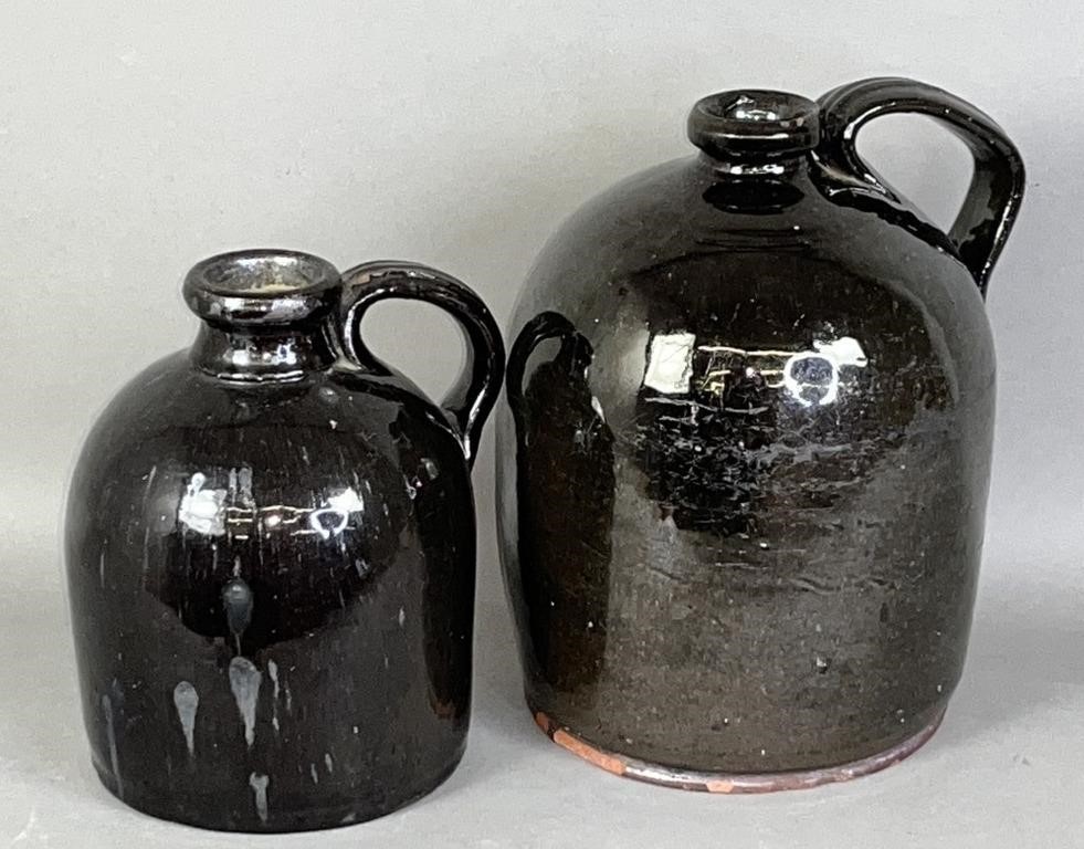 2 PA MANGANESE GLAZED REDWARE