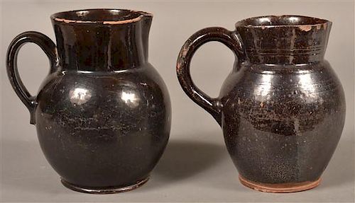 2 PA MANGANESE GLAZED REDWARE