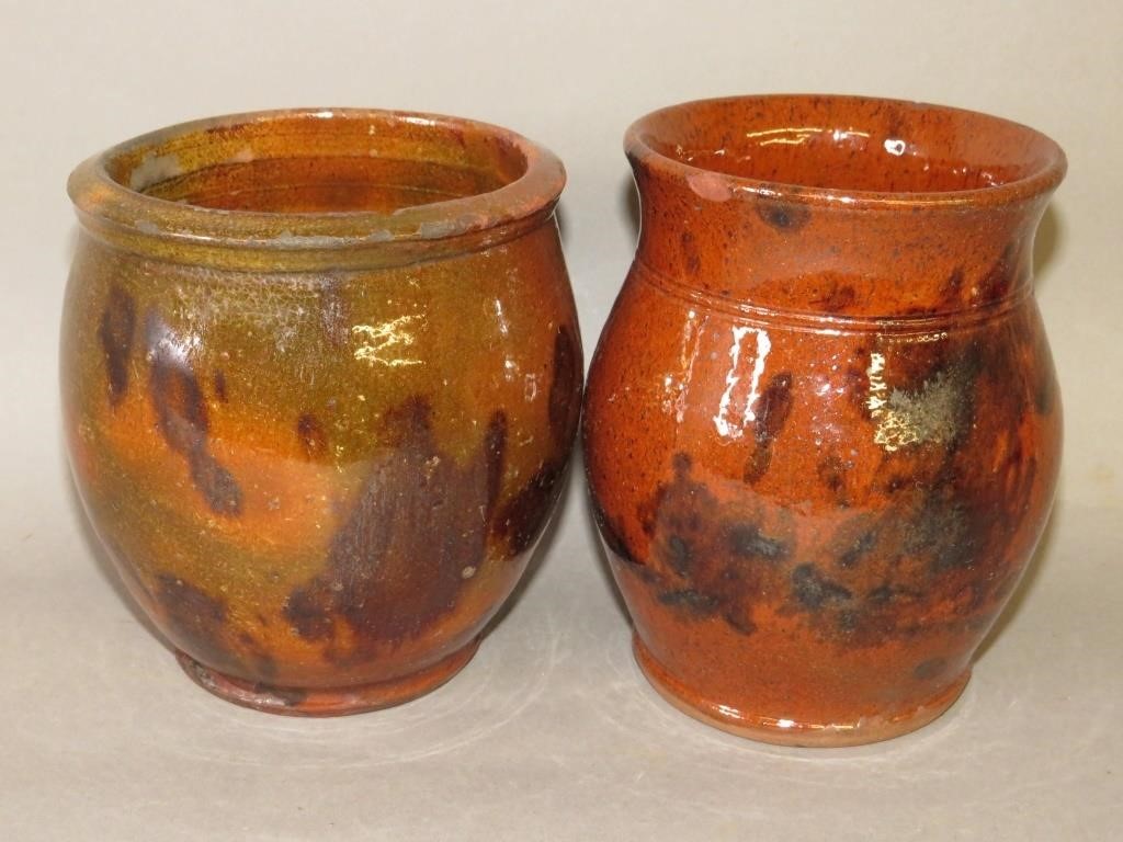 2 PA MANGANESE SPONGED REDWARE