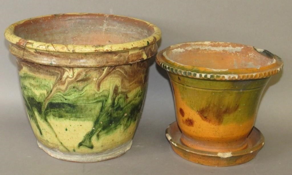 2 PA REDWARE FLOWER POTSca. 1885;