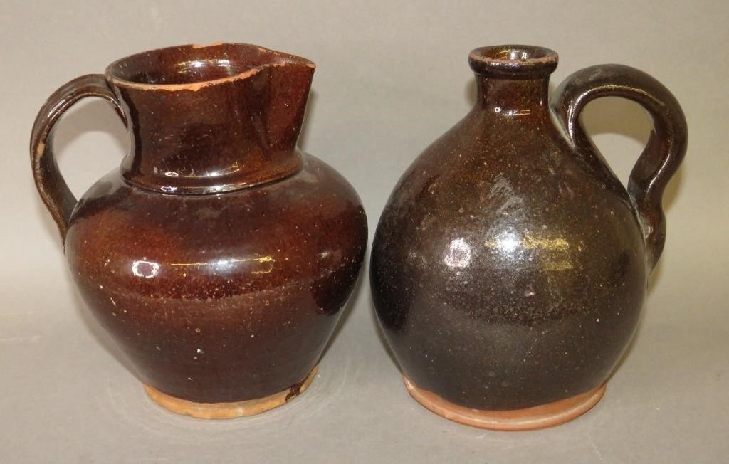 2 PA REDWARE VESSELSca. 1850; ovoid