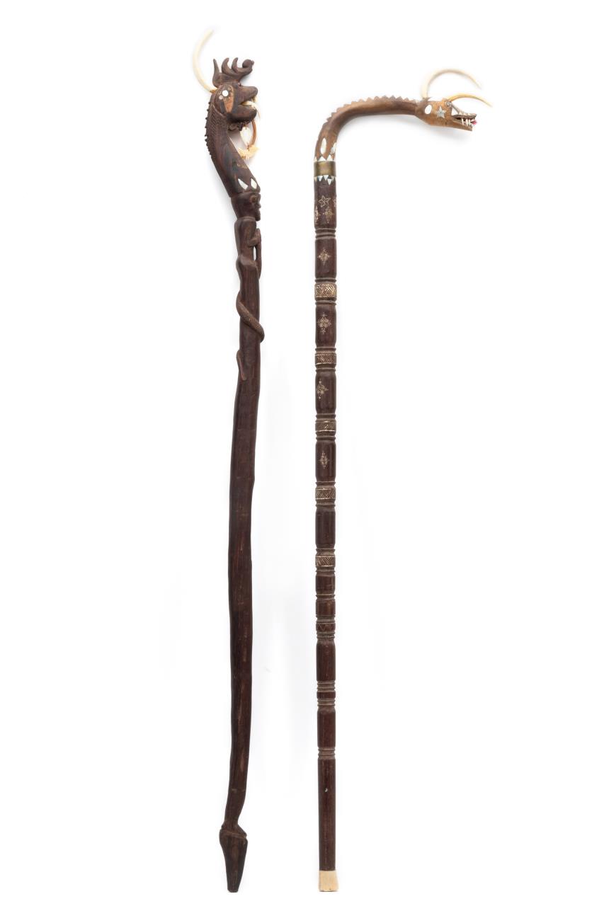 (2) PACIFIC ISLAND HAND CARVED