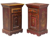(2) PAINT-DECORATED BEDSIDE CA